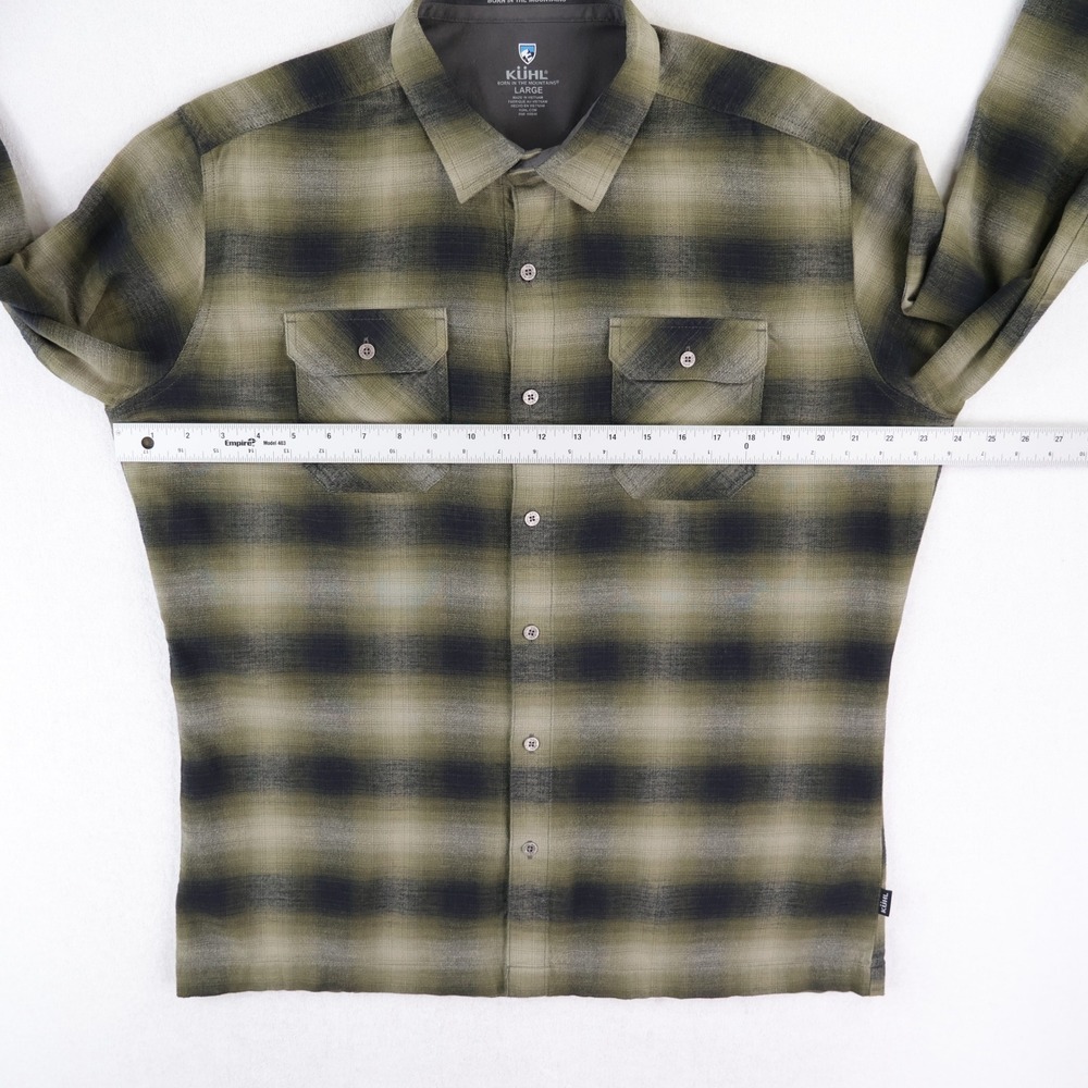 Kuhl Dillingr Flannel Shirt Mens Large Olive Green Black Plaid 7186 - Picture 7 of 11